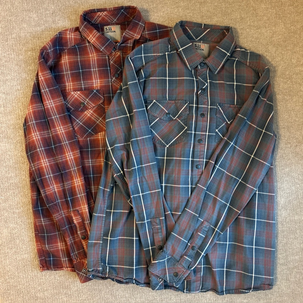 5.11 Tactical Men’s Sz M Gunner Plaid long sleeve shirts Combo Deal